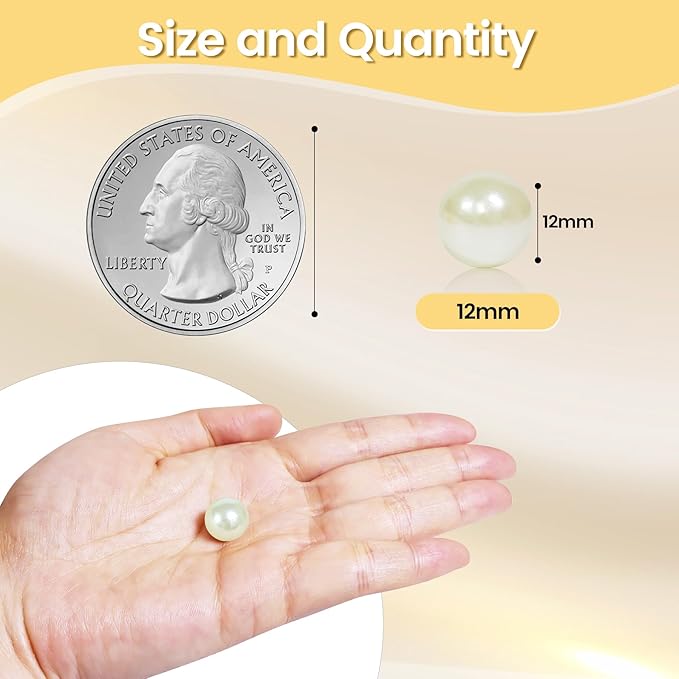 350Pcs Cream&Gold Vase Filler Pearl Beads for Crafting 12mm Beads No Holes Decor Suitable for Wedding Decor, Party Decorations, Centerpiece Table Decorations