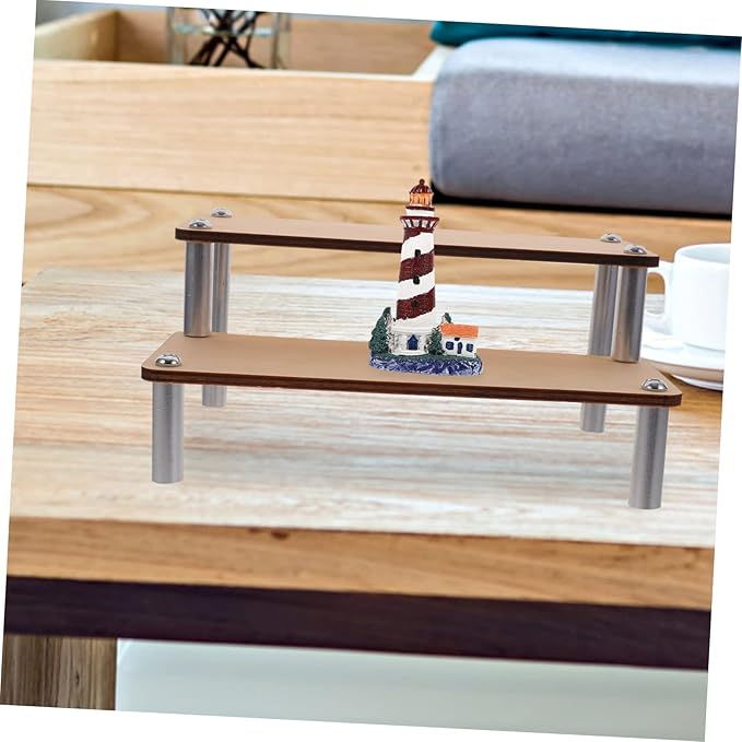 PRETYZOOM Wooden Riser Display Shelf Makeup Organizer Vanity Holder for Lipstick Toys Jewelry