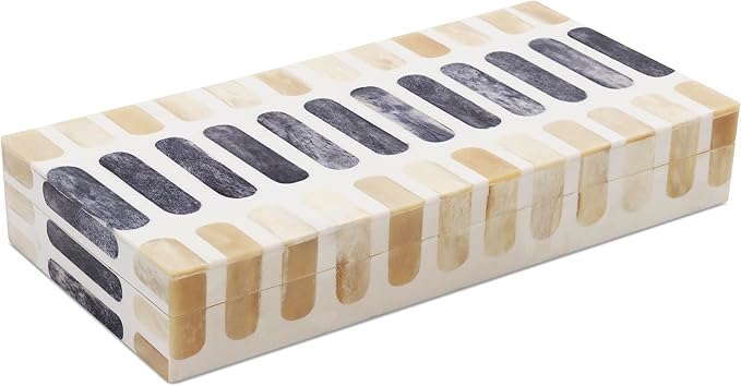 Handicrafts Home Large Decorative Storage Box 12x6– Coffee Table Organizer Box, Modern Home Décor Accent, Keepsake Memory Box, Jewelry Storage Box, Boho Decorative Box with Lid for Shelf, Mantle Decor