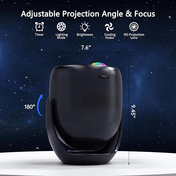 AIRIVO 3D Galaxy Projector, 3D Visual Star Projector with 90 3D Scenes, Planetarium Projector with Bluetooth Speaker, Moving Stars, Night Light Projector for Room Decor, Kids Adults, Christmas, Black