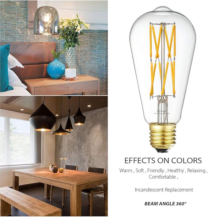 Leools Vintage 10W LED Edison Bulb Dimmable, 100W Equivalent Antique Style Filament Light Bulbs, Clear Glass, Warm White 2700K, 1200LM, E26 Base, Decorative, 360 Degrees Beam Angle, Pack of 4.