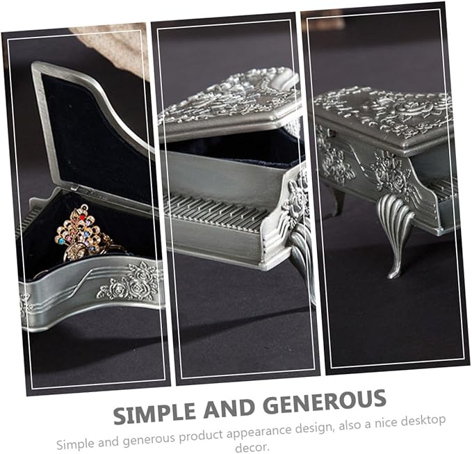 NOLITOY Vintage Alloy Jewelry Storage Box Retro Style Multipurpose Jewelry Case for Rings Earrings Necklaces Metal Makeup Organizer for Bedroom Living Bathroom