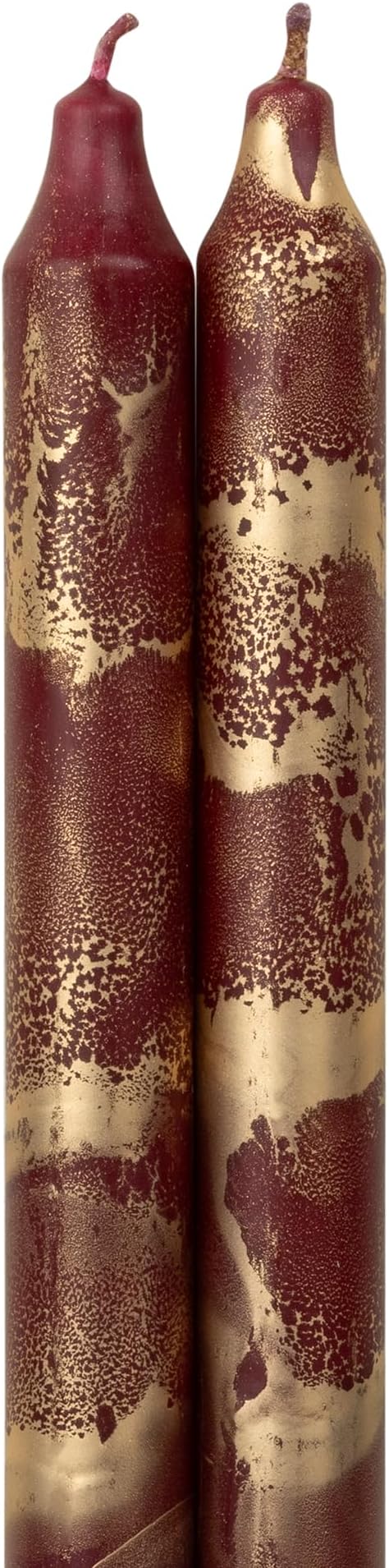 Northern Lights Candles - Premium Decorative Tapers - 12" 2PK - Bordeaux w/Gold - 73302