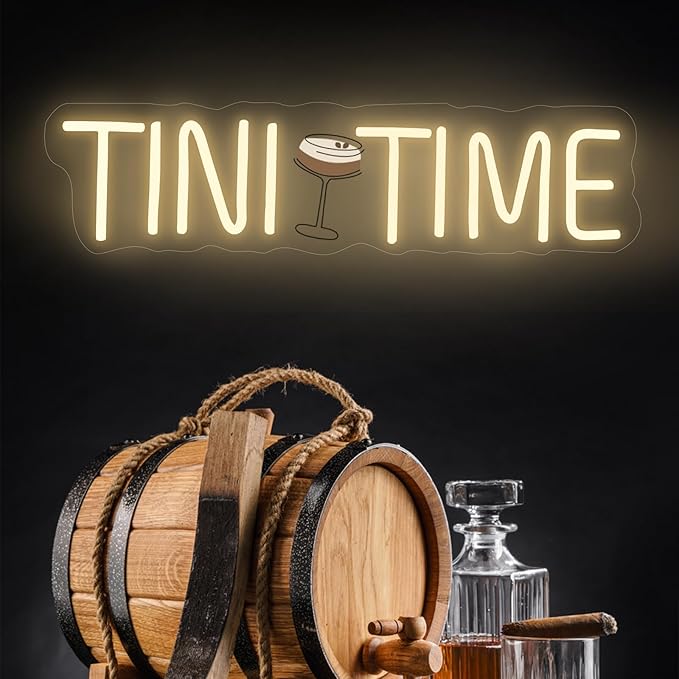 Tini Time Neon Sign, Espresso Martini LED Decor, Home Bar Party Decoration, Beer LED Light, Espresso Martini Time Lover, Bachelorette Party Decor, 16.5"x4.5"