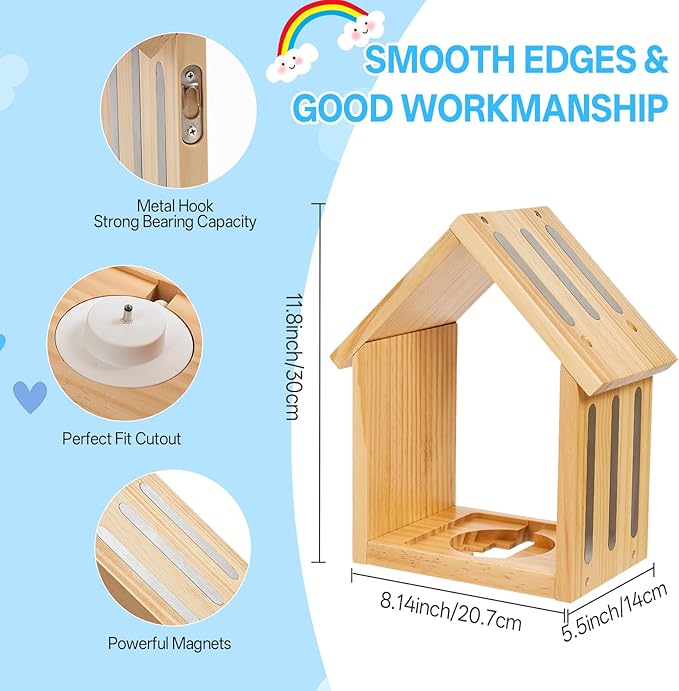 for Tonies Shelf, Compatible with Toniesbox 1 and Toniesbox 2 Tonies Magentic Wall Shelf for Creative Tonies Figures 12-40 Characters Wooden Tonie Storage Shelves for Kids Play Room(House Shape)