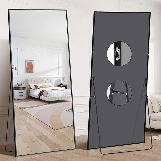 71"x30" Floor Mirror Full Length - Standing Mirror with Aluminum Alloy Frame, Large Body Mirror for Bedroom, Living Room, Wall Mounted or Leaning