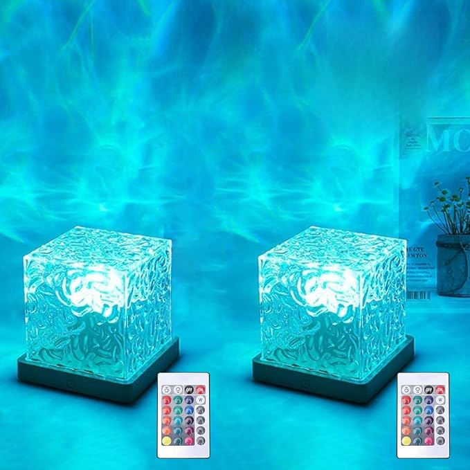 Ocean Wave Projector Light, 16 Color RGB Mood Light with Remote, 3D Water Ripple Night Light for Kids Room, Meditation, Yoga, Home Decor(2 Pcs)