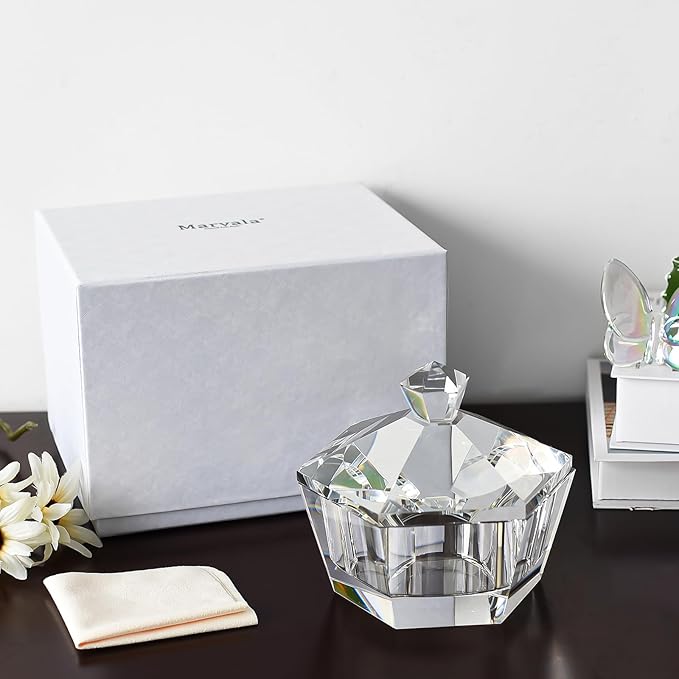 Makeup Storage Jars, Clear Crystal Candy Containers, Transparent Empty Storage Jar for Makeup, Loose Powder, Bath Salts, Vanity Organizer, Desk Decor for Rings