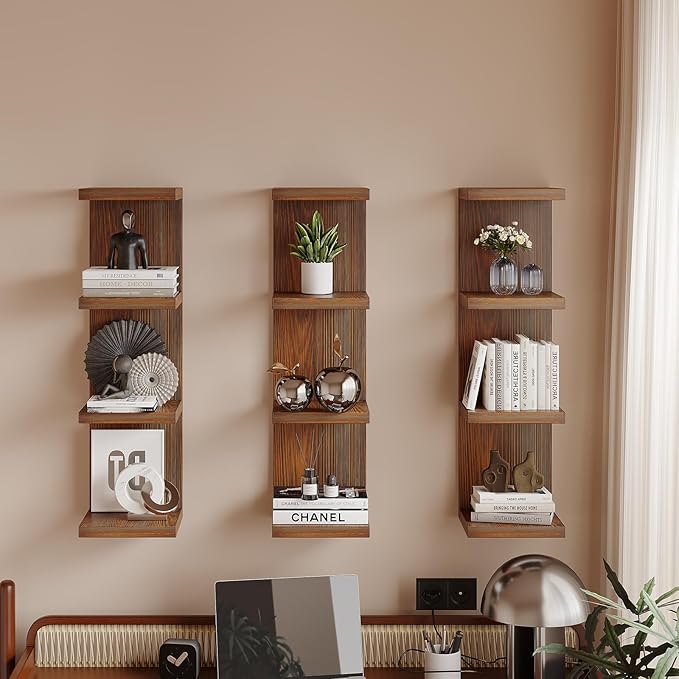 LitaEther Lack Wall Shelf,Display Floating Shelf (Solid Wood, 4 Tier)