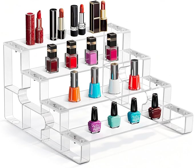 Perfume Organizer for women,Cupcake Stand-Cake Holder,4 Tier Clear Acrylic Organizer for Decoration,Dessert Shelves for Party,Display Risers Shelf for Figures 11.2"
