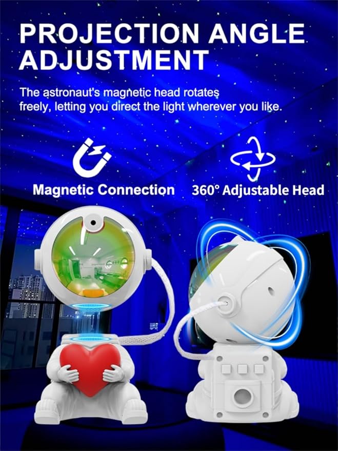 Aurora Projector Galaxy Night Light - Astronaut Space Projector Adjustable Head Angle, Ceiling LED Lamp with Timer and Remote, Kids Room Decor Aesthetic, for Christmas & Birthdays Home Party