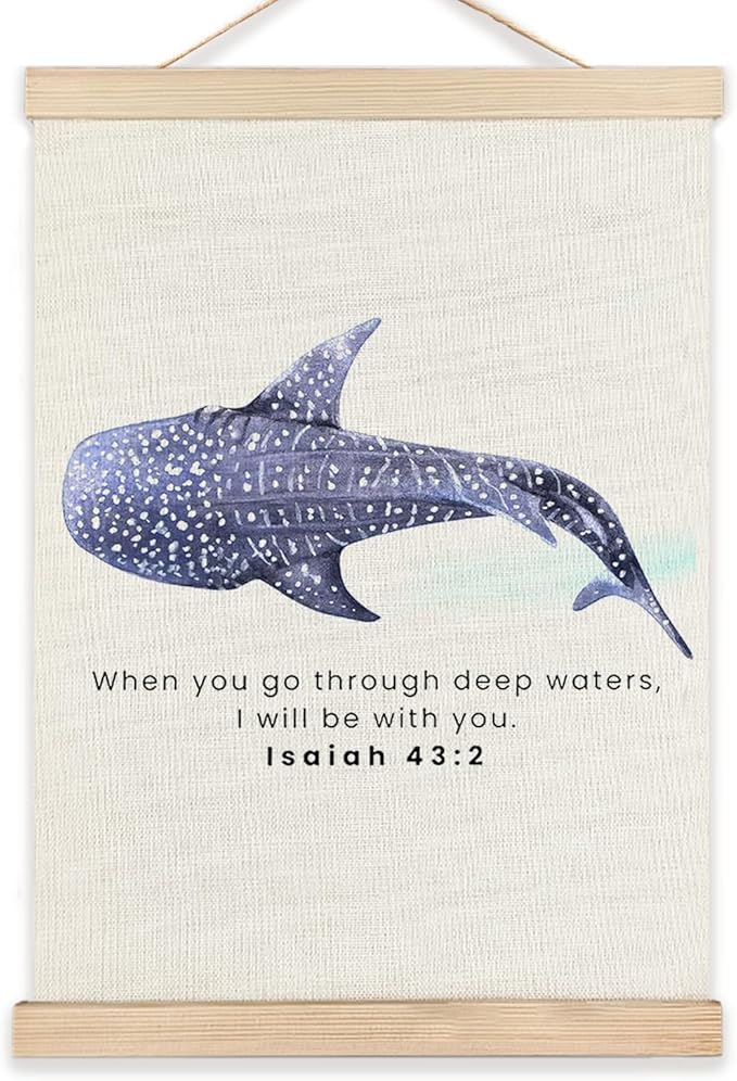 RYYCDOI Whale Shark Wall Decor, Christian Bible Verses Wall Decor for Droom Room Bathroom Nursery, 12x16 Inches