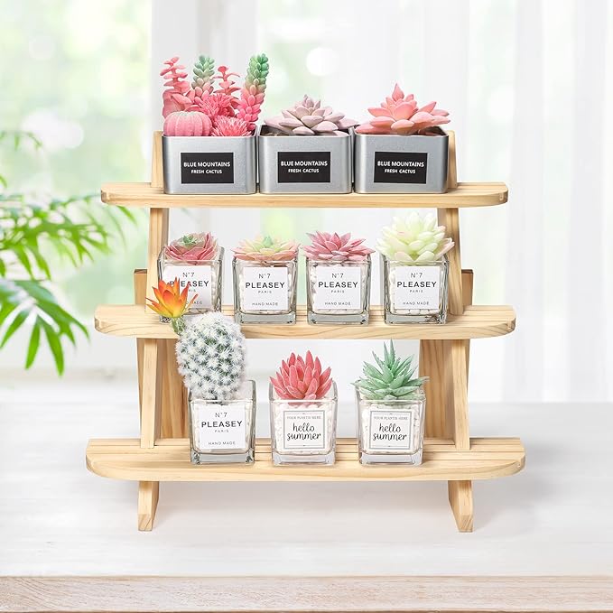Wooden Display Riser,3 Tier Earring & Ring Holder Stands,Farmhouse Cupcake Stands ,Table Display Stand For Vendors,Organizer Showcase for Tabletop Shows and Home Using ,Wood Rustic Risers