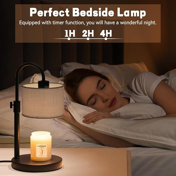 FINCMY Candle Warmer Lamp with Timer, Dimmable Candle Wax Warmer Candle Lamp with 2 Bulbs, Mothers Day Gifts Birthday Gifts for Women Bedroom Home Decor (Gray-Upgraded)