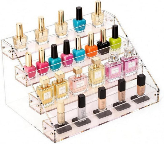 Acrylic Perfume Stand Organizer, 12 Inch 4 Tier Display Stand, Skincare and Makeup Organizer for Vanity, Cologne Stand for Dresser