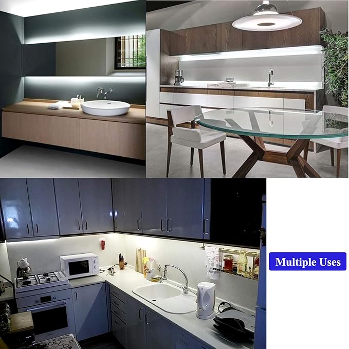 20FT White LED Strip Lights, Dimmable 6000K 360LEDs, Rope Strip Lights, Under Cabinet LED Strip Lights Tape with UL Power Supply for Kitchen, Wedding, Mirro, Not Waterproof.