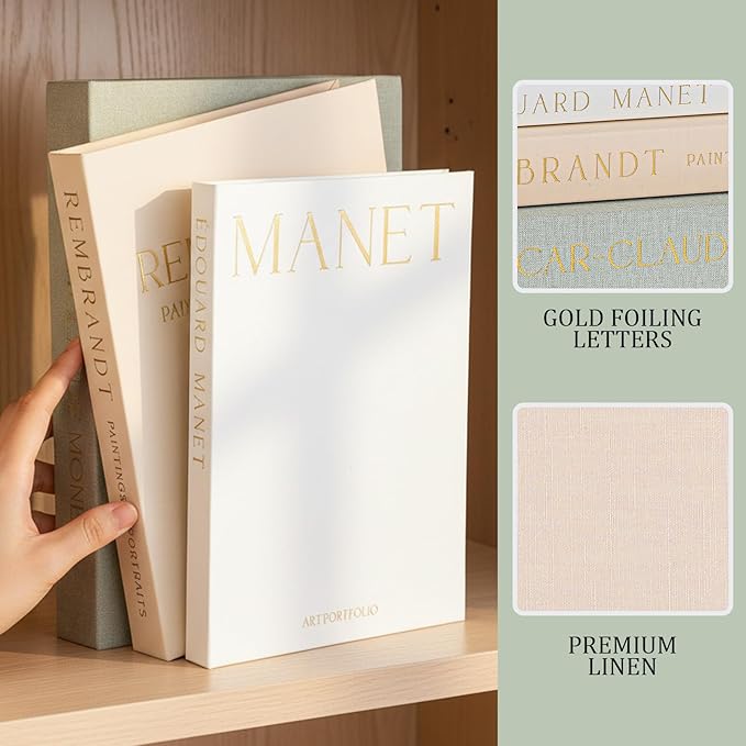 Set of 3 Decorative Books for Home Decor Aesthetic, Faux Linen Books for Decoration, Decorative Books With Storage, Magnetic Closure Linen Fake Book Boxes for Coffee Table, Shelf, Mantel