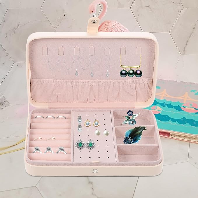 Sosoport Double Layer Jewelry Box for Women Portable Desktop Makeup Organizer and Storage Case Compact Multifunctional Watch and Jewelry Holder