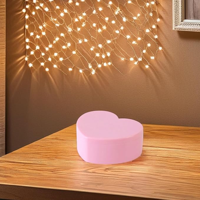 2pcs Heart Shaped Jewelry Box, Small Double Layer Trinket Organizer with Makeup Mirror, Earring and Ring Storage Case in Cherry Blossom Pink for Bedroom Use