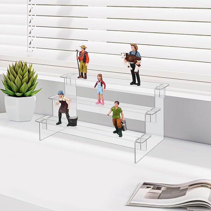 Milisten 2pcs Acrylic Display Riser Shelf 3-tier 29cm Organizer for Figurines Jewelry Makeup and Home Décor