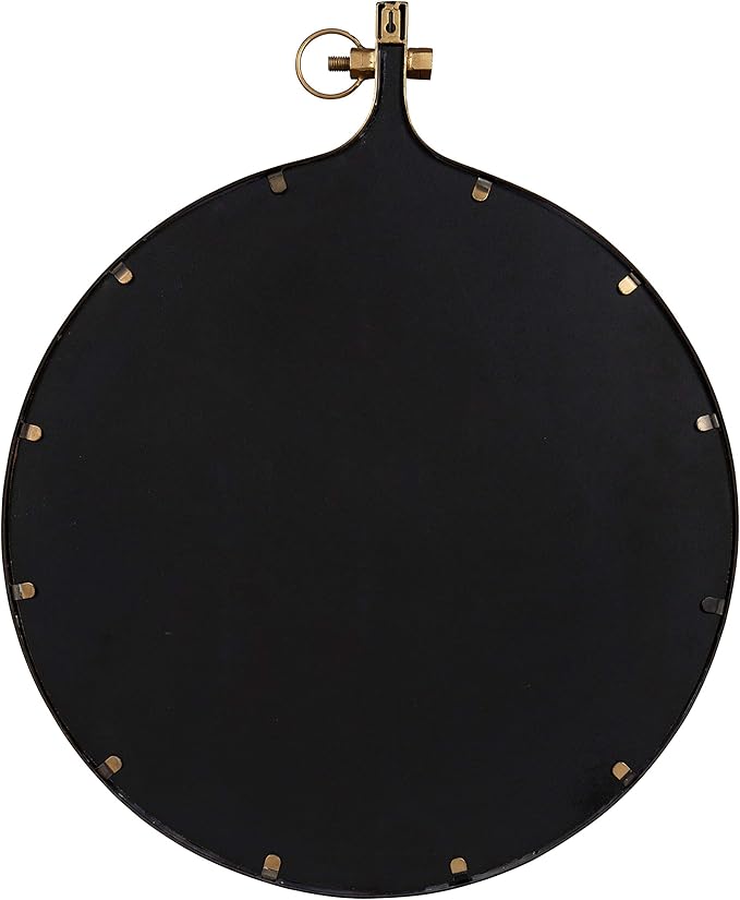 Kate and Laurel Yitro Round Industrial Modern Metal Framed Wall Mirror, 23.5x28.5, Gold