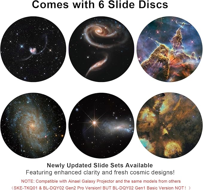 Galaxy Projector Disc – Ultra HD Projector Slide, Compatible Galaxy Projectors and Model SKE-TKQ01 & BL-DQY02 Projectors – 6 Disc Set
