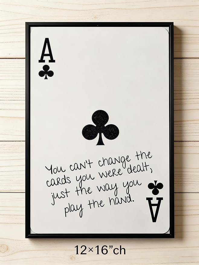 GEFQBBLD Funny Lucky Ace Poker Wall Art,Funky Mdern Canvas Black Art Prints Painting,Retro Minimalist Black and White Playing Card Posters,Trendy Aesthetic Preppy Wall Decor 12x16in Black Framed