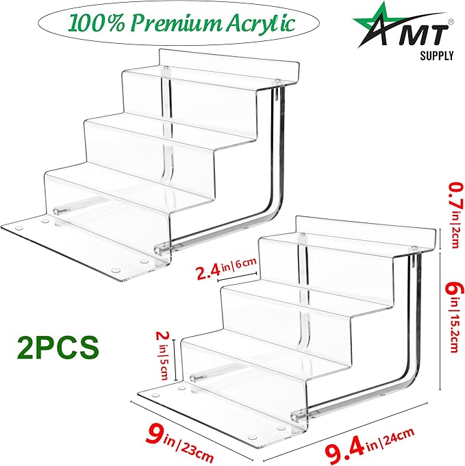 AMT Acrylic Riser Display Shelf, Display Riser Compatible with Figures, Perfume Organizers, Funko, Tiered Display Stand Risers for Display, Acrylic Display for Decoration and Organizer
