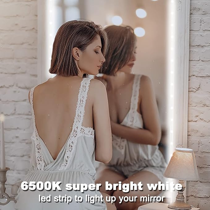 VOLIVO White LED Strip Lights, 50ft Dimmable 24V LED Lights 6500K Bright Daylight White, Strong Adhesive, Flexible Tape Light for Mirror, Kitchen Cabinets, Bedroom