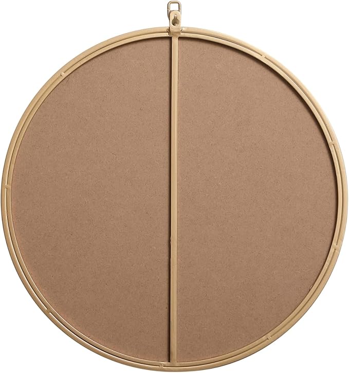 Brilliance, Metal Frame Round Mirror with Decorative Hook 21 Inch in, Midcentury Modern, Brass