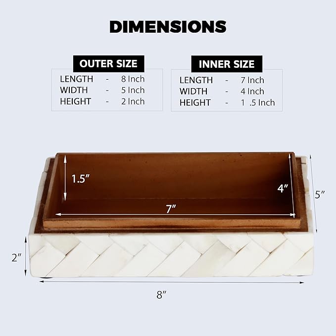 Handicrafts Home Decorative Keepsake Box 8x5 – Small Organizer Box with Lid, Boho Decorative Storage, Retro Memory Box, Unique Coffee Table Décor, Jewelry or Trinket Box, Modern Shelf Decorative Box
