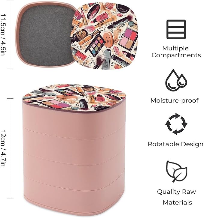 Jewelry Box Jewelry Organizer Makeup Theme Pattern Printed Jewelry Boxes for Women Travel Jewelry Case Earring Holder Organizer Designed for Storing Small Items
