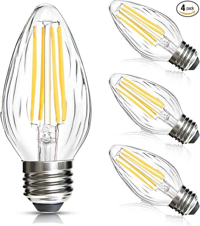 BRIMAX F15 8W Led Porch Light Bulb Outdoor,E26 Medium Base LED Post Bulb 75W-80W Equivalent,Dimmable 2700K Warm White with Wrinkle Glass,for Ceiling Fan and Lantern Lamp,4 Pack