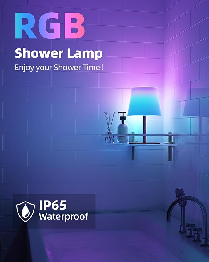 EZVALO Spa-Like Shower Lamp – Waterproof Bathroom Lamp with Remote, Rechargeable Cordless Mood Light, 3 Color Temps & 80 RGB Colors for Relaxing Bathroom & Bathtub Experience (1 Pack)