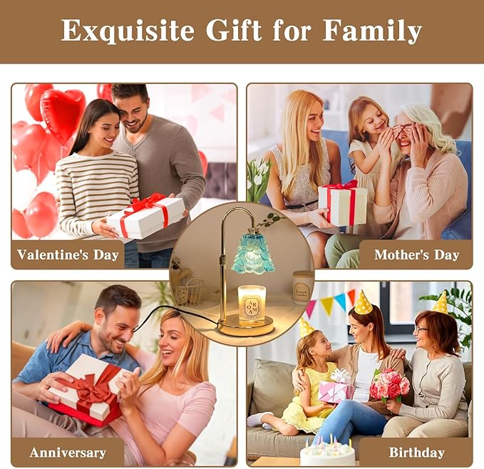 GEEZO Fragrance Candle Warmer Lamp，Electric Candle Warmer with Timer & Dimmer，Mom Christmas Birthday Gifts for Women, House Warming Gifts New Home Bedroom Decor