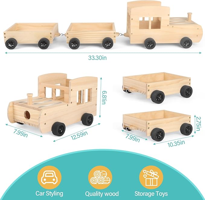 Train for Tonies Box 1/2 Organizer Storage Shelf, Wooden Bus Magnetic Storage Holder for Toniebox Player Tonies Figures Characters for Children, Display Collection 20~30 Tonie Box Characters