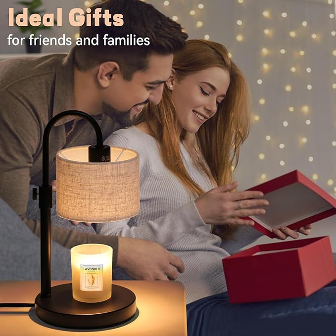 FINCMY Candle Warmer Lamp with Timer, Dimmable Candle Wax Warmer Candle Lamp Warmer with 2 Bulbs, Mothers Day Gifts Birthday Gifts for Women Bedroom Home Decor (Linen-Upgraded)