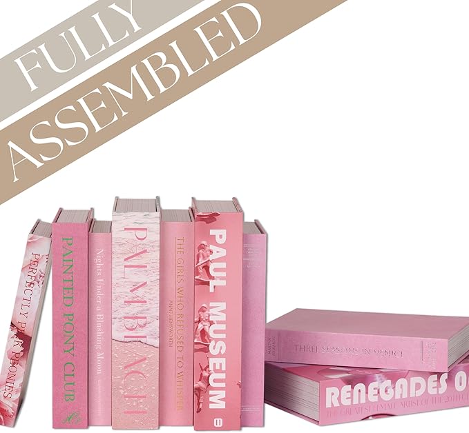 Pink Faux Books Set of 9 - Secret Compartment Fake Books Ideal for Coffee Table, Home Staging, Interior Design & Fashion Books, Beach House, Library Decor, Palm Beach Accessories