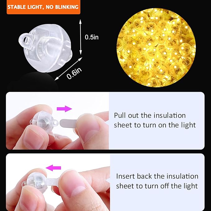 50PCs Mini Led Lights, Led Balloons Light for Party Decorations Neon Party Lights for Paper Lantern Easter Eggs Birthday Party Wedding Halloween Christmas Decoration (Glow steadily Warm White)