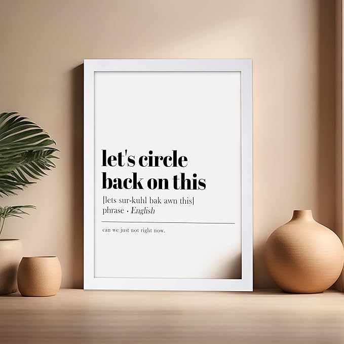 Poster Master Typography Poster - Retro Dictionary Print - Let's Circle Back on This Definition, Book Page, Funny - Gift for Colleague, Friend - Wall Decor for Home, Office, 16x20 White Framed