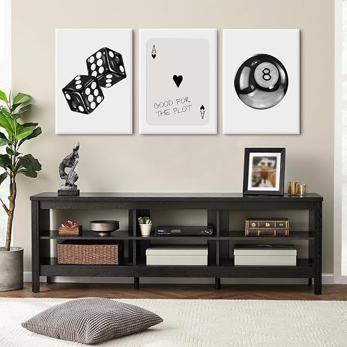 Black White Aesthetic Wall Art Decor 8 Ball Canvas Poster Y2k Cool Dice Pictures Black White Room Decor Trendy Poker Poster Prints Retro Painting Artwork for Apartment Dorm 12x16x3 Inch Ready to Hang