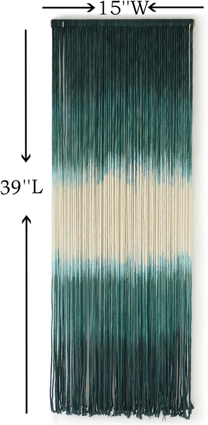 Macrame Wall Hanging Green Boho Handmade Ombre Wall Art Decor for Living Room Bedroom Fiber Art 15''W*39''L