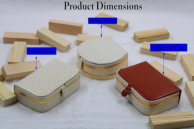 atorakushon PU Leather Combo Makeup Jewellery accessories Vanity box to nicely organize the Jhumka Ring Earrings Necklace Bangle for Female Set of 3 Cream