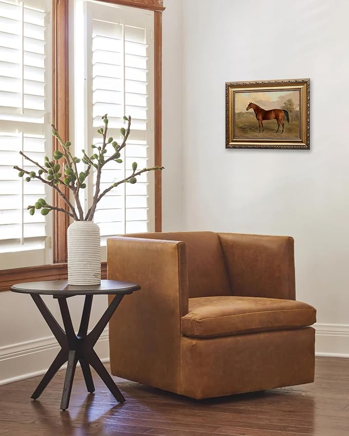 KBKBART Gold Framed Vintage Wall Art, Vintage Horse Painting Farmhouse Decor, Rustic Antique Equestrian Art Prints Wall Decor, Western Animal Picture Wall Hanging Decor for Living Room, Bathroom, Office, Bedroom(9"x12")