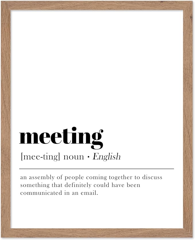 Poster Master Typography Poster - Retro Dictionary Print - Meeting Definition, Assembly of People, Book Page, Funny - Gift for Colleague, Friend - Wall Decor for Home, Office, 8x10 Beige Framed