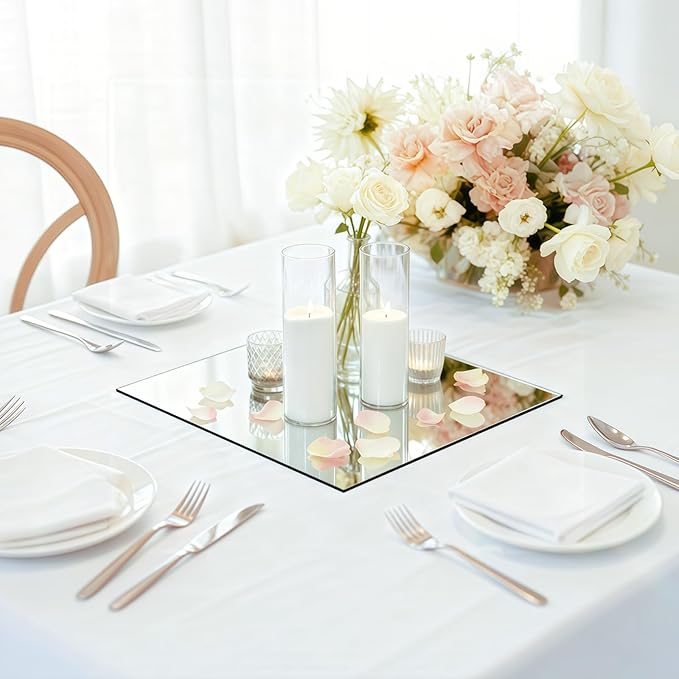 30PCS Square Mirrors for Centerpieces for Tables, 6" Square Flat Mirrors Trays Plates for Centerpieces for Table Decorations, Square Mirror Candle Plates for Wedding Table Centerpieces