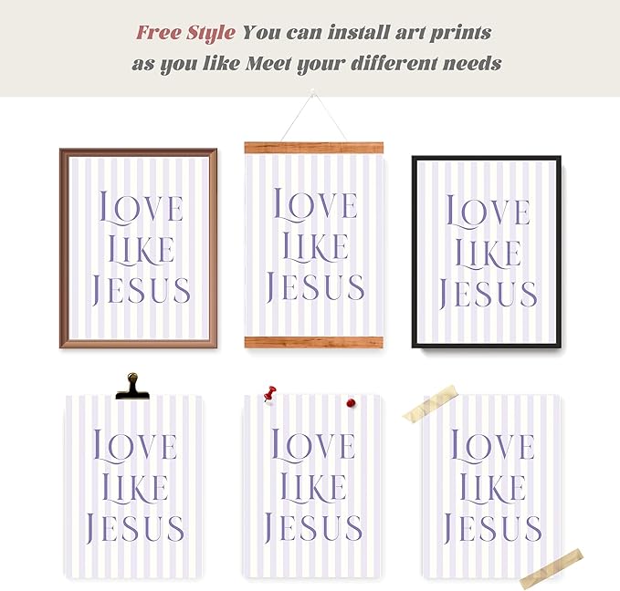 LARTSFRO Coquette Purple Bow Jesus Wall Art Decor Posters, Purple Bow Christian Room Bedroom Bathroom Dorm Wall Art Decor Aesthetic for Teen Girls Gifts, Inspirational Bible Verses Bow Wall Decor, 12x16 Inch Set of 4 Bow Pictures (UNFRAMED)