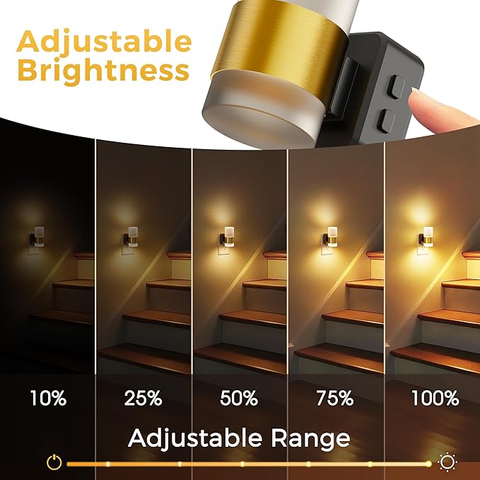 L LOHAS LED Night Light,Night Lights Plug into Wall,Dusk to Dawn Sensor,3000K Soft White,Brightness Adjustable,180°Rotating Acrylic Nightlight for Adults Bathroom Bedroom