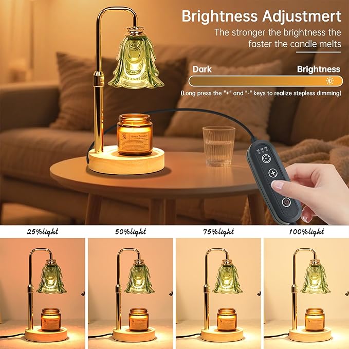Droyek Candle Warmer Lamp with Timer Electric Candle Warmer Lamp Adjustable Height Dimmable Wax Warmer Lamp Jar Candles with 2 Bulbs for Home Decor & Office