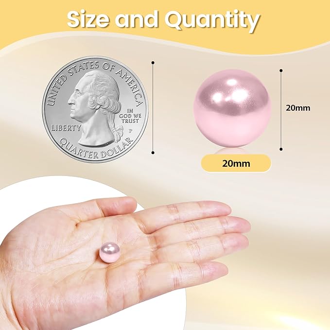 80Pcs Pink Vase Filler Pearl Beads for Crafting 20mm Beads No Holes Decor Suitable for Wedding Decor, Party Decorations, Centerpiece Table Decorations